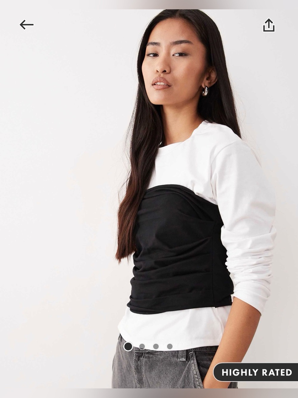 ASOS DESIGN long sleeve fitted tee with waistband detail